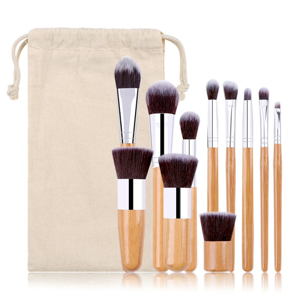 11Pcs Makeup Brush Set Professional Bamboo Handle Makeup Cosmetic Eyeshadow Concealer Brush Set