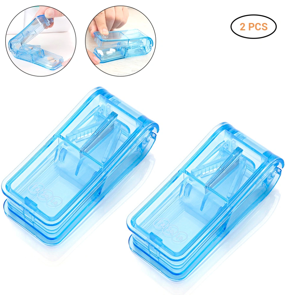 2Pcs Pill Cutter Splitters Tablet Pill Dividers Dose Divided Storage Boxes Medicine Pill Holders