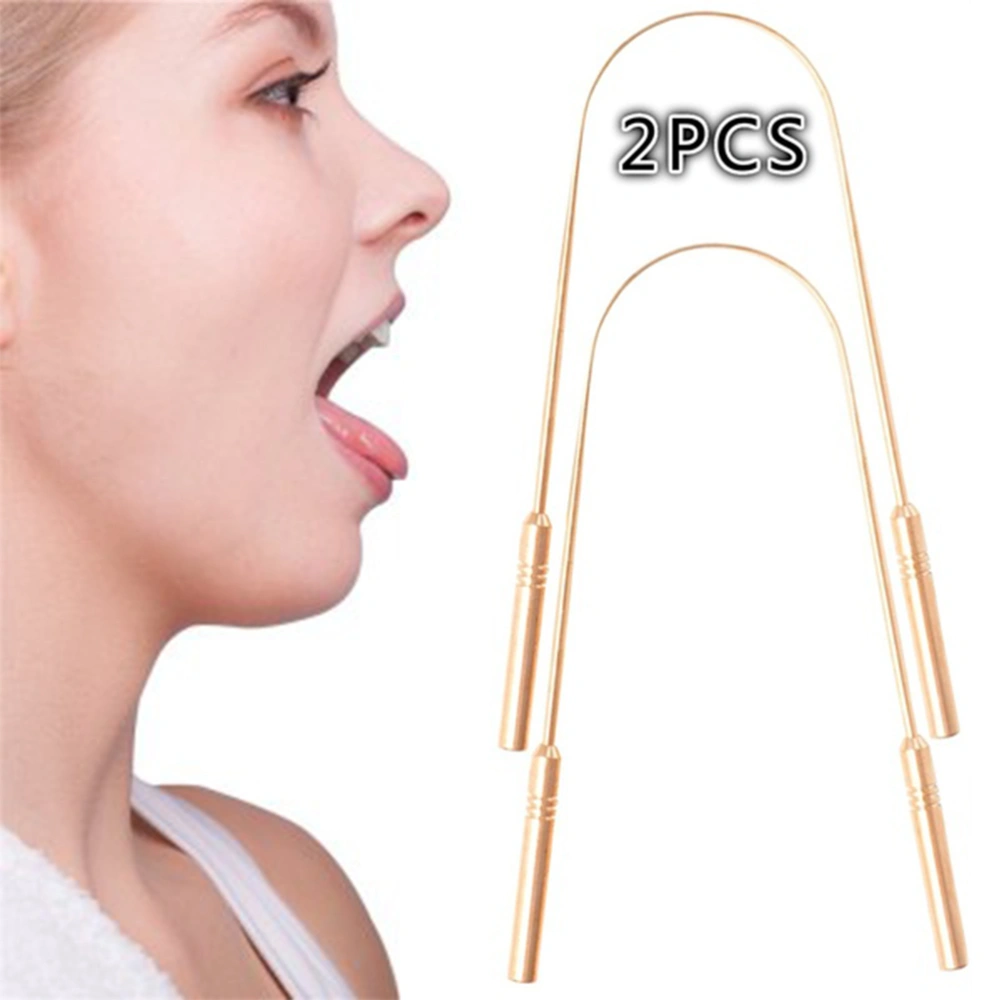 2Pcs Tongue Cleaner Tongue Scraper Stainless Steel Tongue Brush Dental Tools