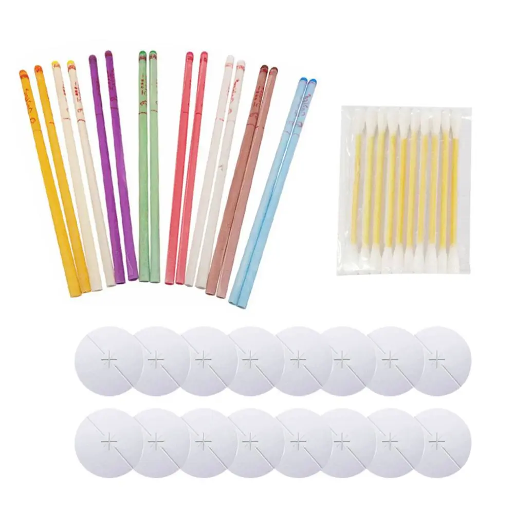 Ear Wax Removal Tool Set Including 16 Pcs Ear Candle and 16 Pcs Ear Candle Tray and 16 Pcs Cotton Swab Earwax Remover Ear Cleaning Kit