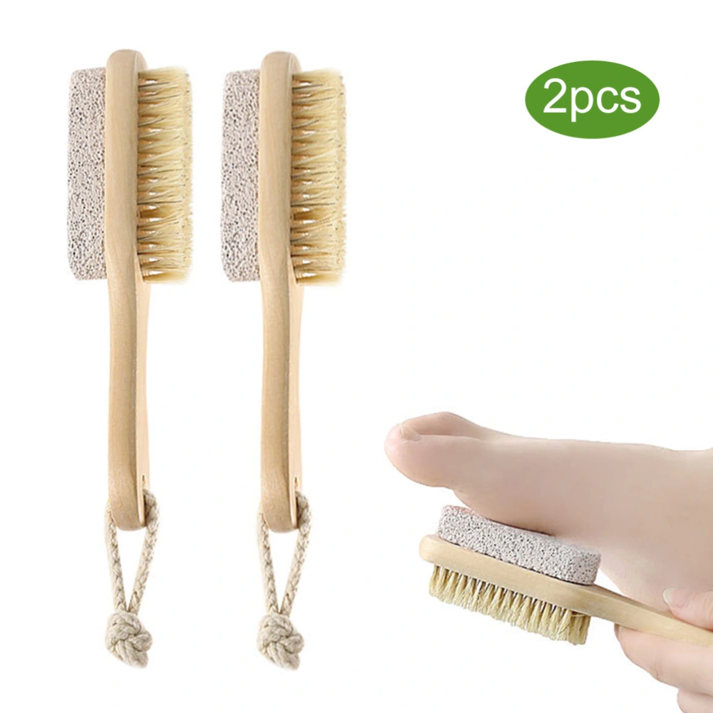 2Pcs Foot Brush and Pumice Stone with Handle Callus Remover Exfoliator and Scrubber for Dry and Dead Skin on Feet