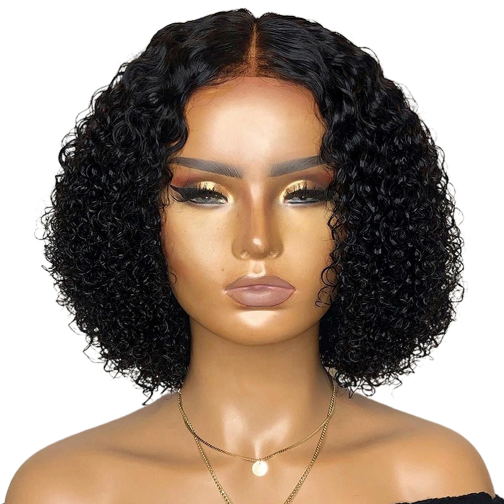 Lace Front Human Hair Wig Middle Part Curly Lace Closure Wig Short Wigs