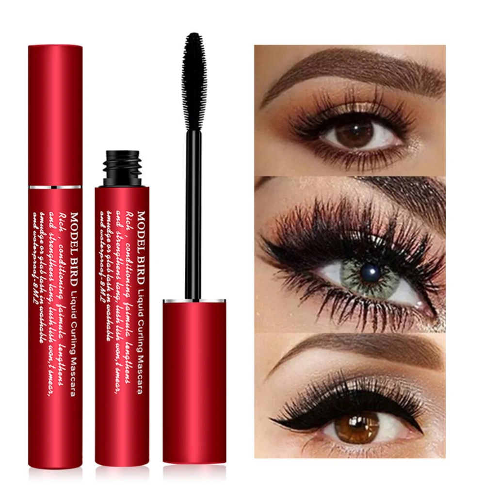 4D Silk Fiber Mascara Waterproof Smudge Proof Eyelash Lengthening Mascara for Fuller and Longer Eyelashes