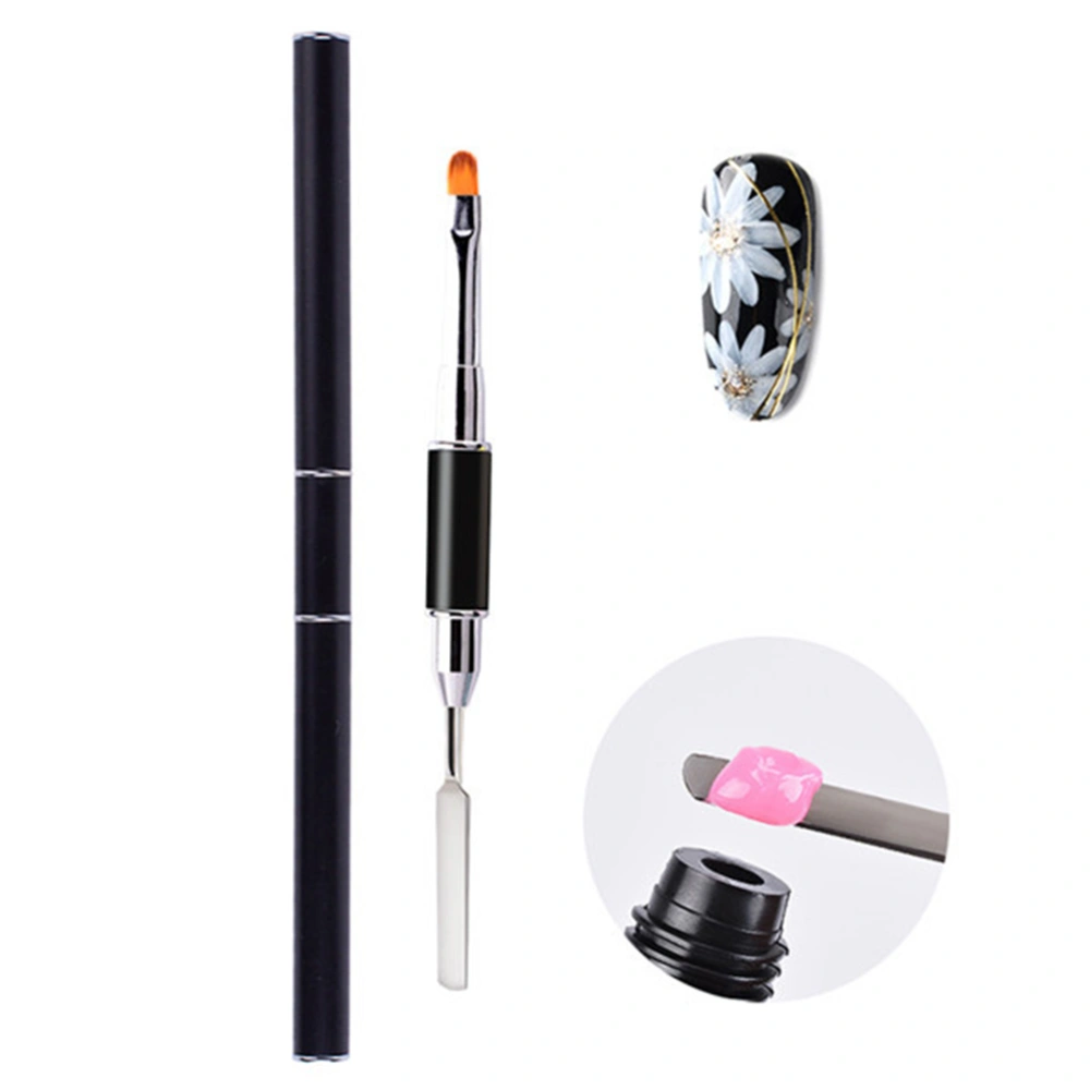 2 in 1 Dual Ended Brush and Picker Stainless Steel Gel Nail Tool for UV Gel Acrylic Nails Extension