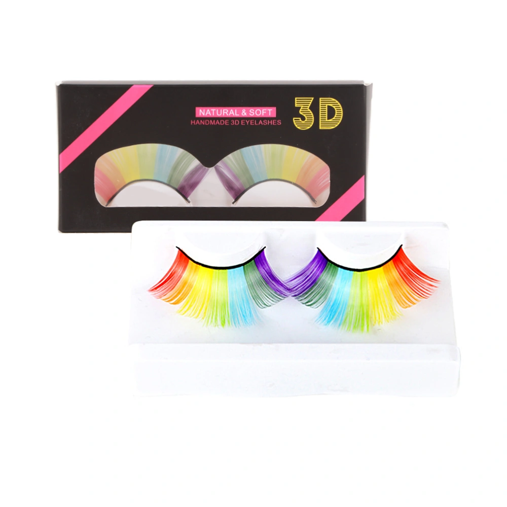 Rainbow False Eyelashes Exaggerated False Eyelashes Extension Party Stage Cosplay Accessory