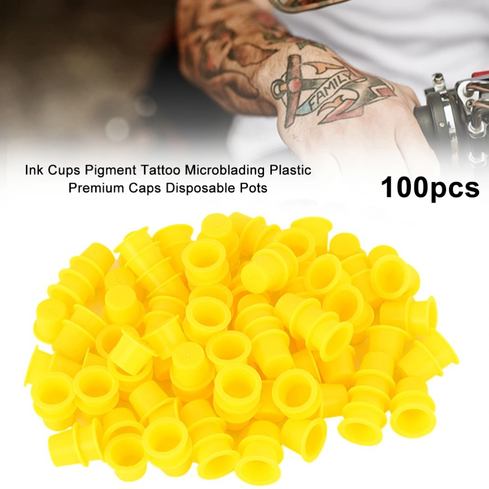 100Pcs Tattoo Ink Caps Disposable Tattoo Pigment Ink Makeup Pigment Container Tattoo Supplies for Eyebrows Microblading