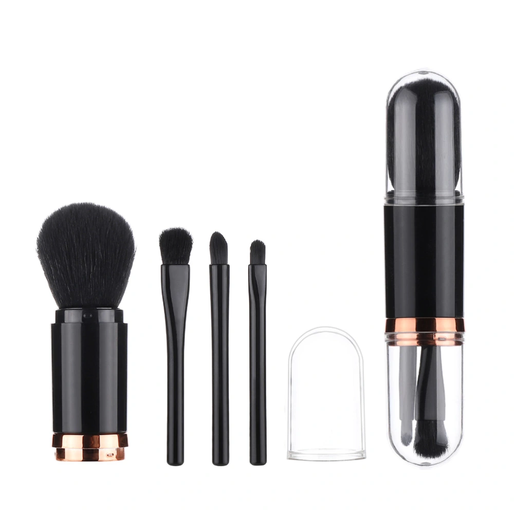 4 in 1 Retractable Makeup Brush Set for Travel Blush Bronzer Contouring Blending Buffing Eye Shadow Blush Portable Makeup Brushes