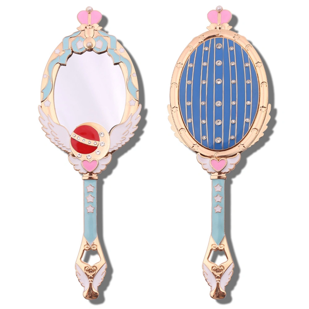 Japnese Style Mini Handheld Mirror with Handle Decorative Cosmetic Mirror Hand Held Travel Mirrors