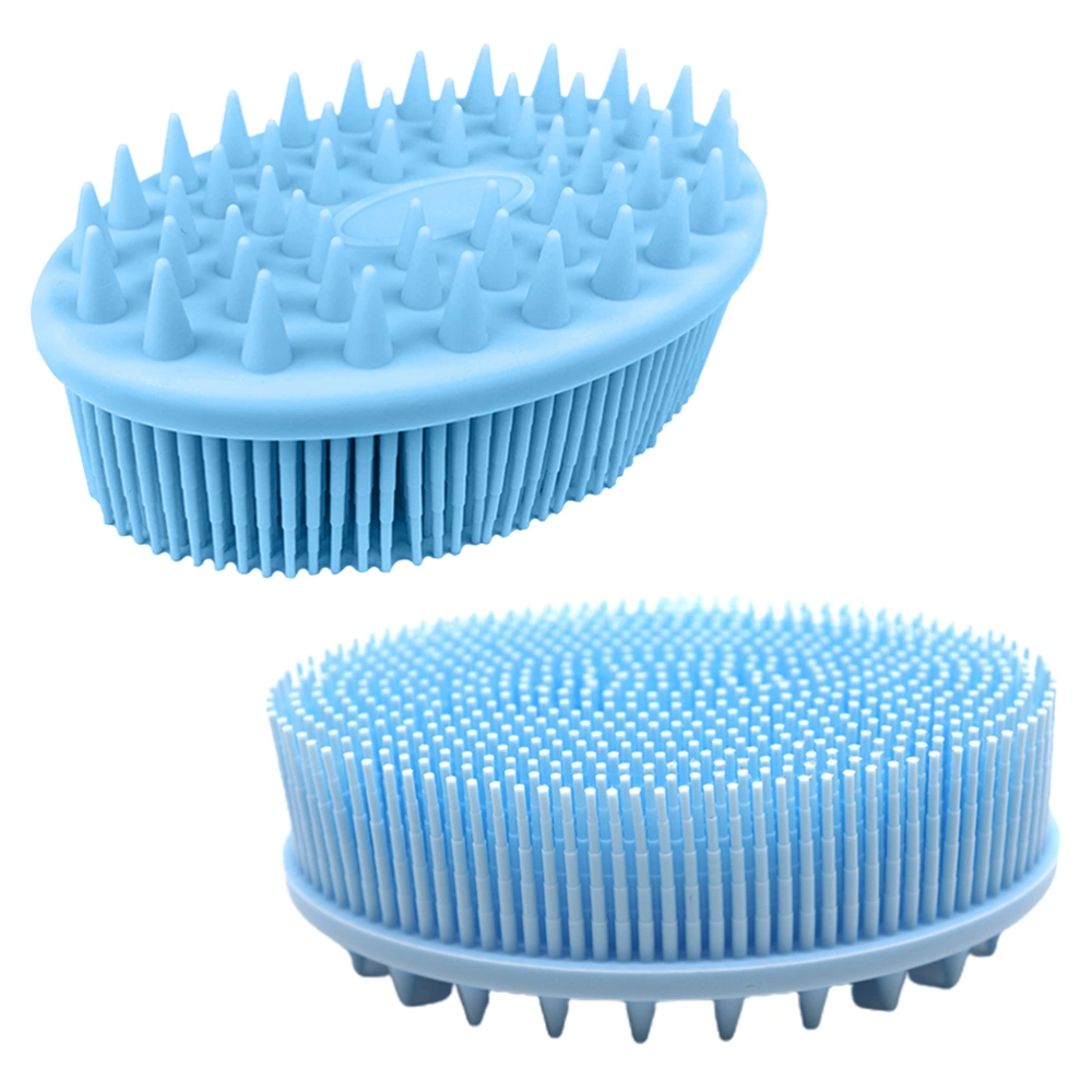 2 in 1 Bath and Shampoo Brush Silicone Shower Body Scrubber Exfoliating Body Brush Head Scalp Massager Brush Wet and Dry