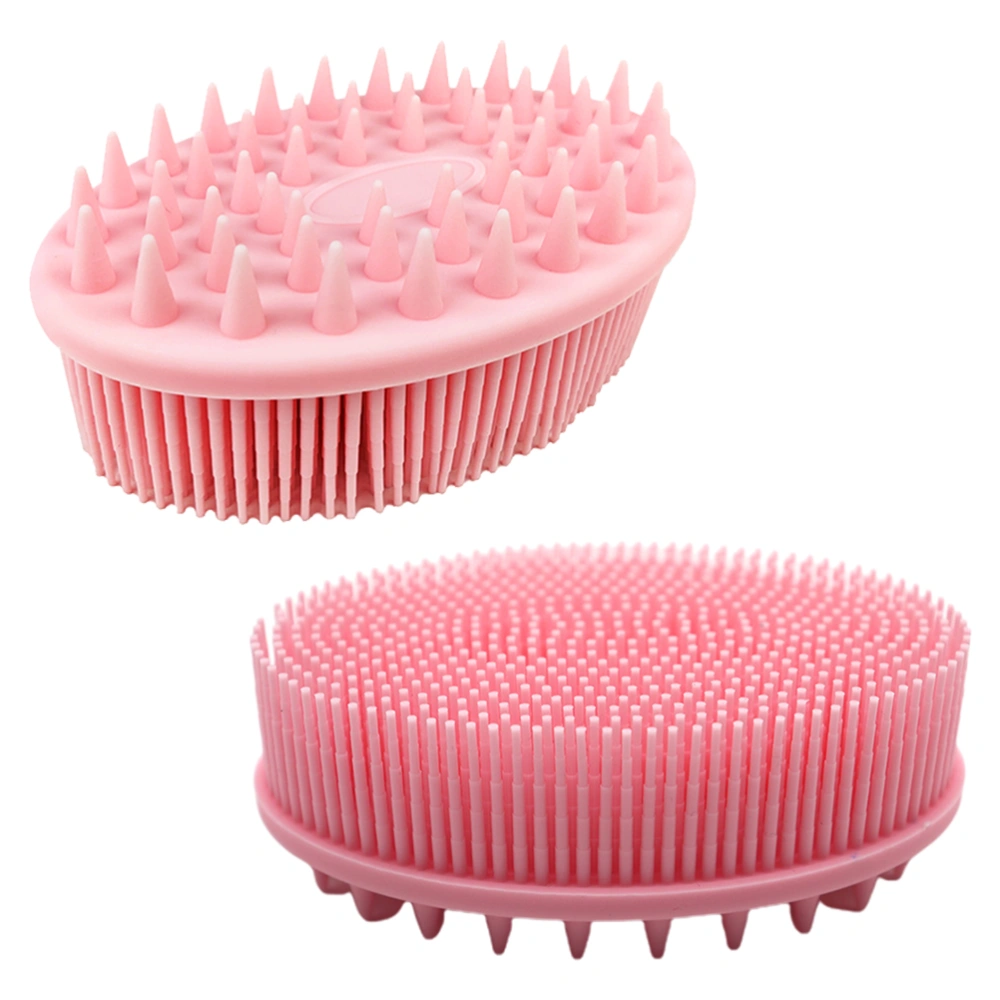 2 in 1 Bath and Shampoo Brush Silicone Shower Body Scrubber Exfoliating Body Brush Head Scalp Massager Brush Wet and Dry