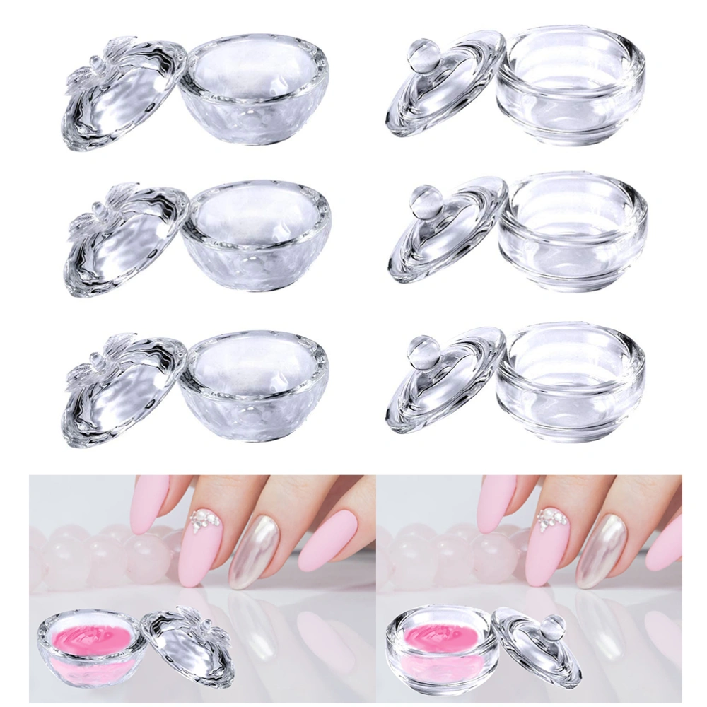 Mini Glass Nail Art Acrylic Liquid Powder Dappen Dish Bowl Glass Crystal Cup with Lid for Nail Art Manicure Care Tools