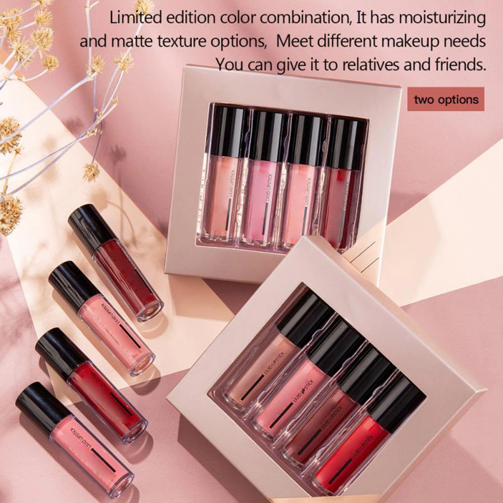 4Pcs/Set Fashion Liquid Lipstick Lipgloss Waterproof Lip Glosses
