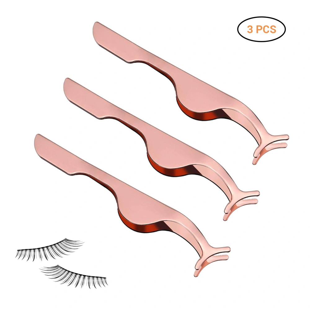 3Pcs Eyelashes Clip Stainless Steel False Eyelashes Extension Applicator Tool