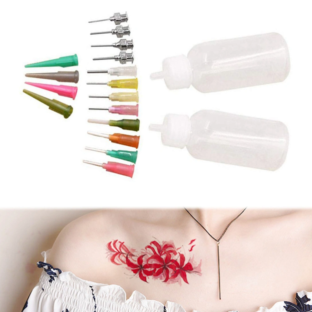 Tattoo Applicator Tattoo Kit Applicator Bottles with 16 Tips Needles