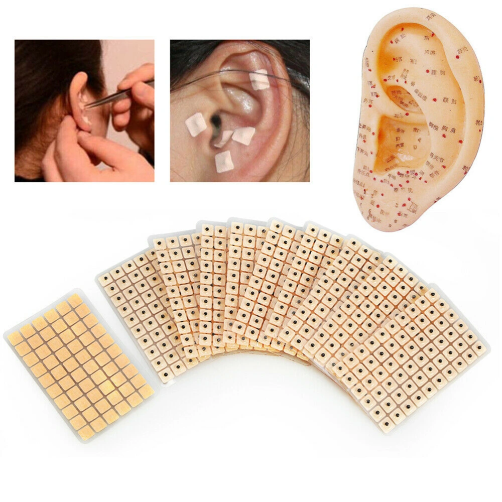 600Pcs Acupuncture Ear Press Relaxation Massage Probe Acupressure Ear Vaccaria Bean Auricular Paster Pressure Ears Stickers