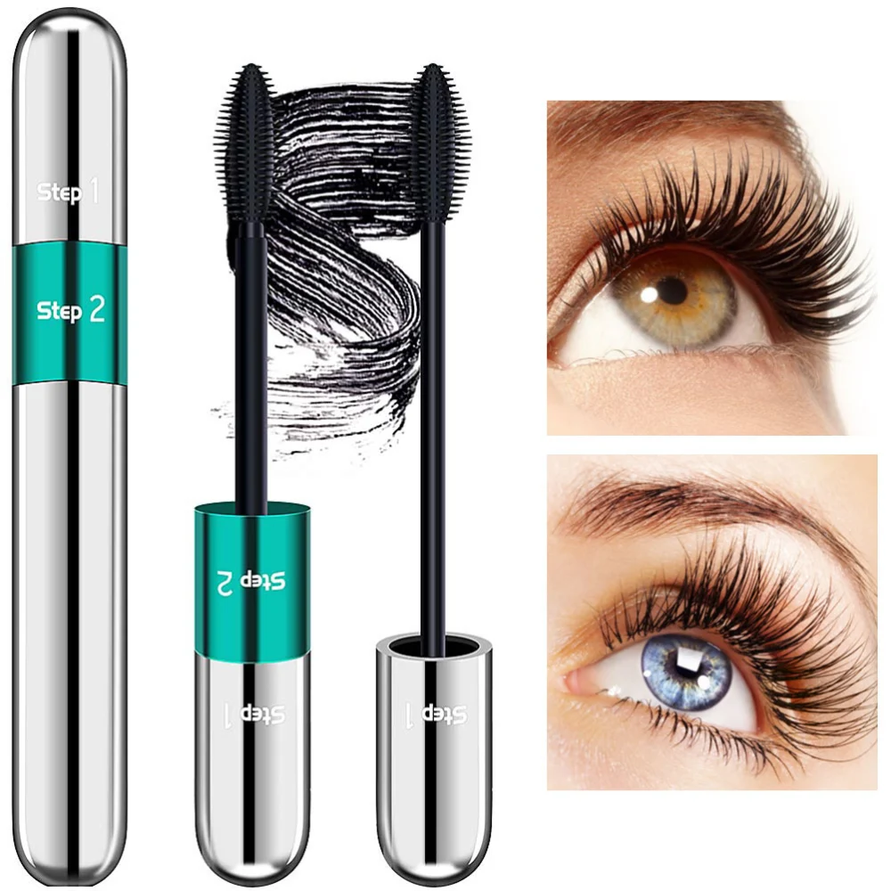 Double Sided 4D Lash Extension Mascara Waterproof Silk Fiber Volume Mascara Long Lasting Mascara