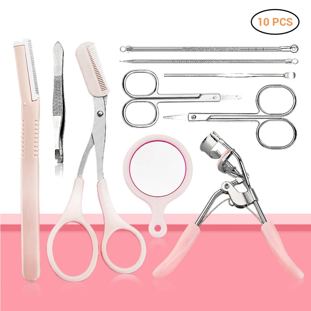 10Pcs Eyebrow Trimming Kit Eyebrow Scissor Tweezers and Razor Set