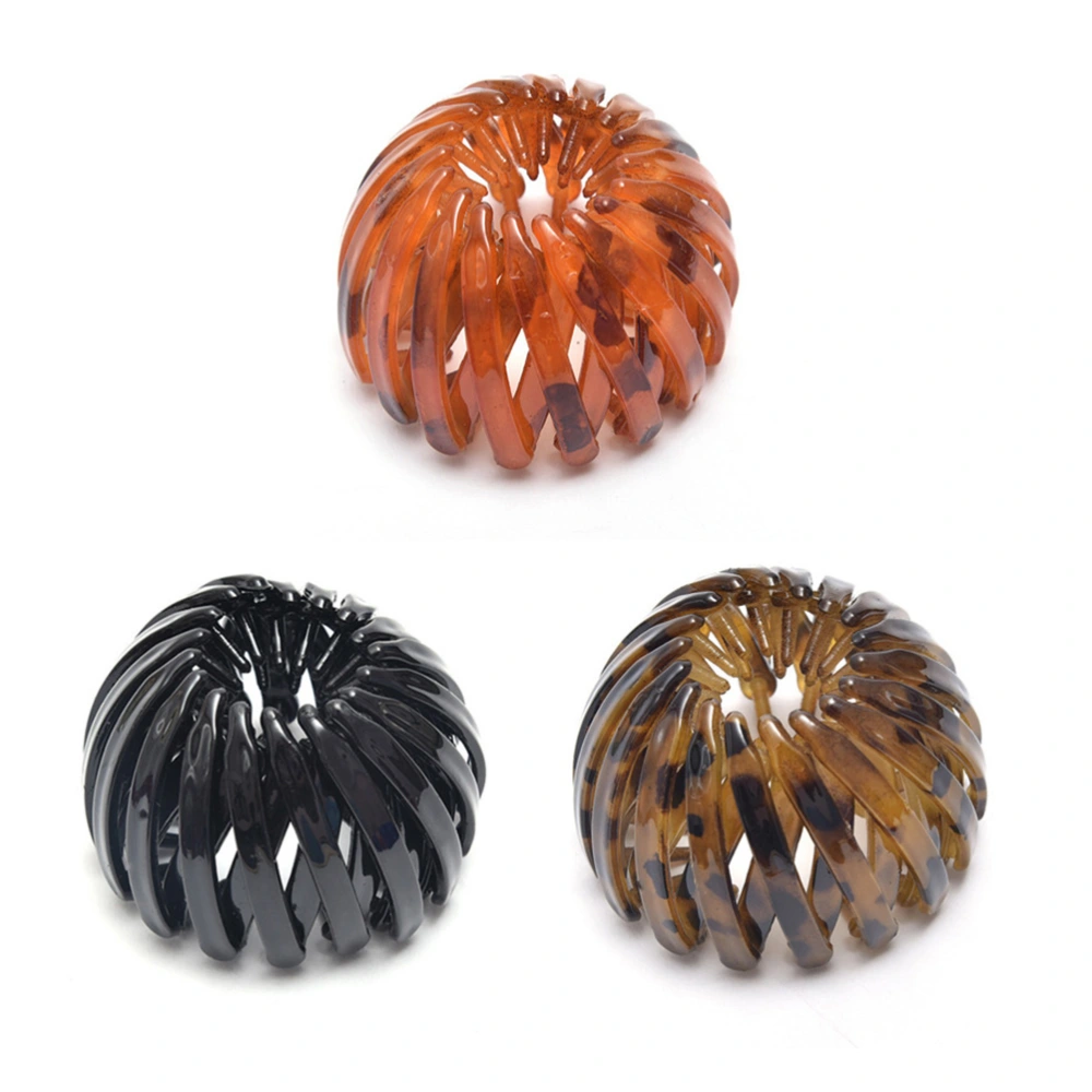 Bird Nest Shaped Hair Clips Vintage Geometric Hair Loops Ponytail Holder for Women Girls 3pcs Orange Green Coffee Black