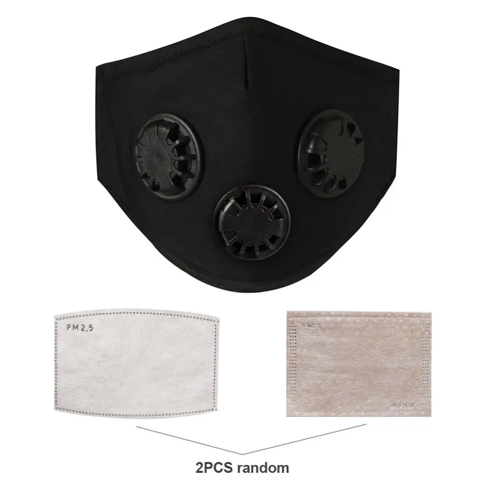 Face Mask Dust Mask Breathing Filter 3 Valve Mask PM2.5 Activated Carbon Filter Insert Reusable Mouth Mask