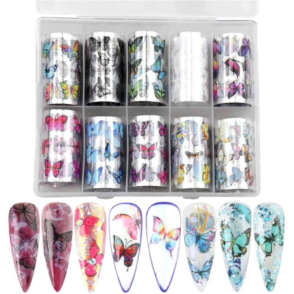 10 Rolls Nail Foil Transfer Sticker Butterfly Nail Foils Nail Art Stickers DIY Nail Decoration