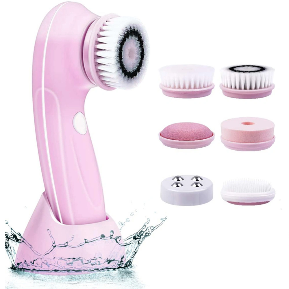 6 in 1 Facial Clean Brush USB Charging Facial Cleansing Rotary Cleaning Device With Base Waterproof Facial Clean Brush