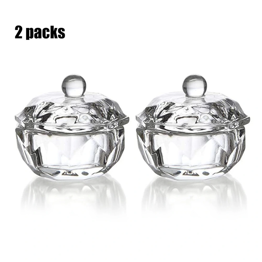 2Pcs Glass Dappen Dish Lid Bowl Cup Holder Manicure Equipment Nail Tool For Nail Art Acrylic Powder Liquid