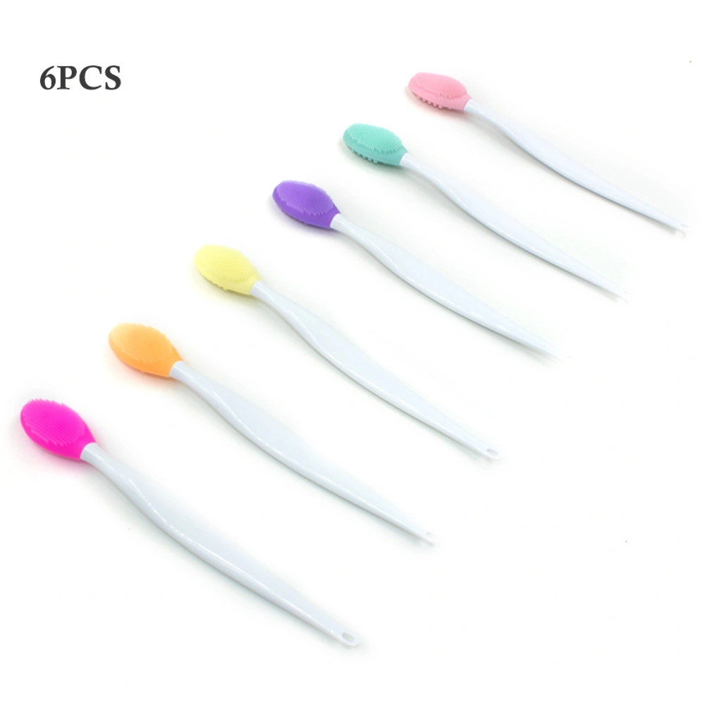 6Pcs Lip Scrub Brush Double Sided Silicone Exfoliating Lip Brush Tools for Gentle Cleansing of Skin and Lips