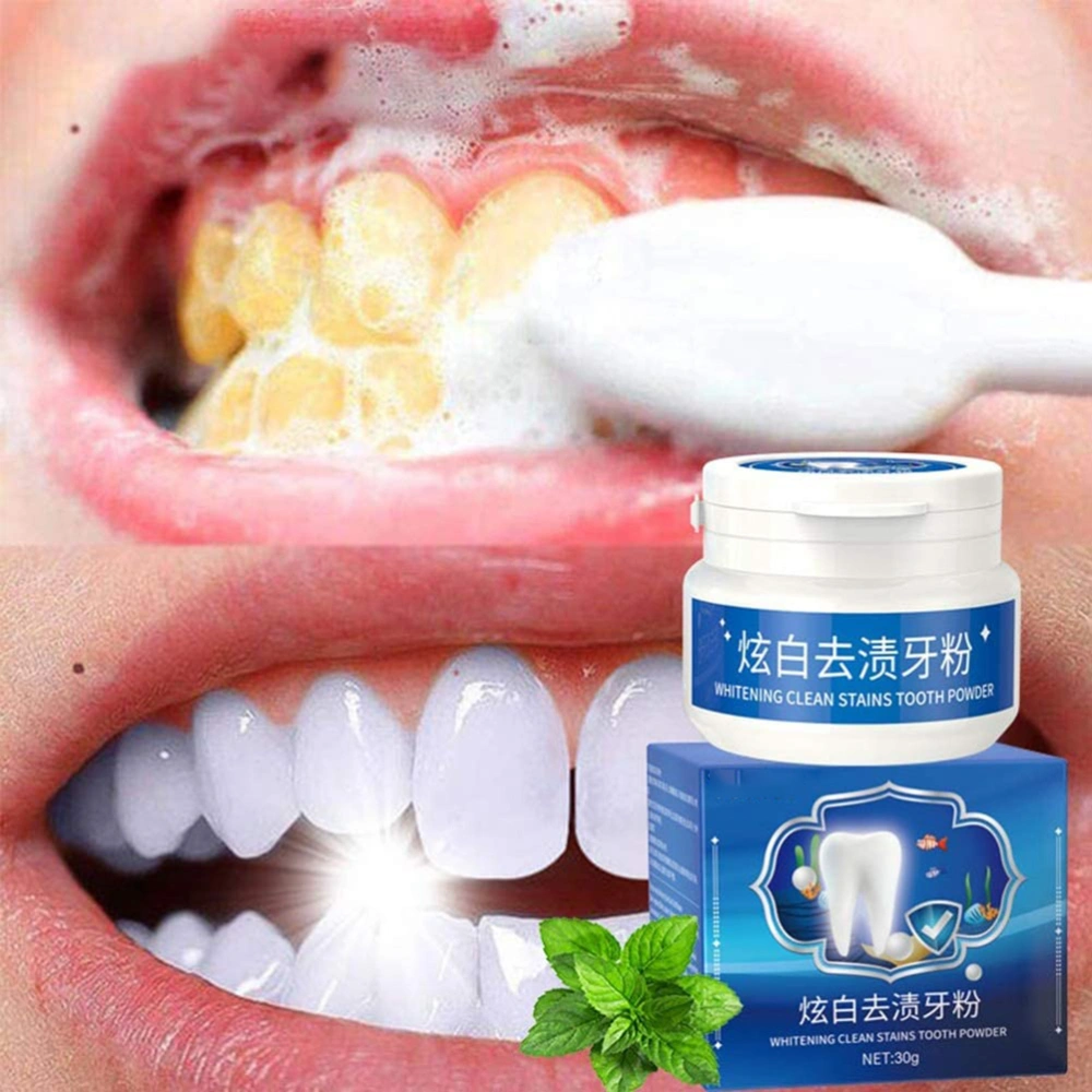 30g Teeth Whitening Powder Teeth Brightening Powder for Removing Stain Caused by Coffee Wine Smoking Whitening Yellow Teeth Keeping Oral Fresh