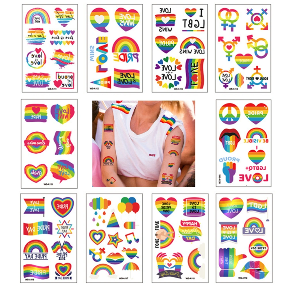 Pride Rainbow Tattoos Rainbow Stickers Temporary Tattoos Body Stickers for Pride Parades and Celebrations