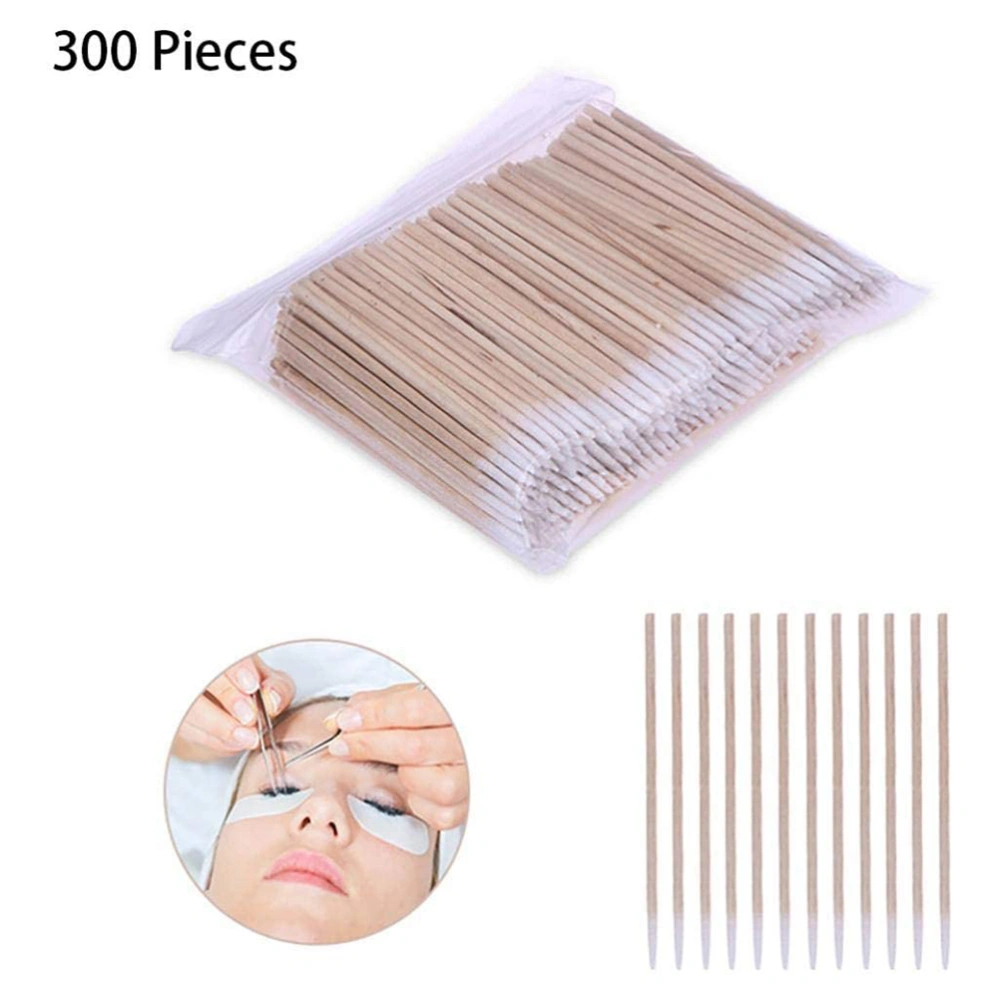 300Pcs Wooden Handle Cotton Swab Tattoo Supplies Cotton Swab Makeup Cosmetic Sticks For Makeup Eyebrow Tattoo Assistant