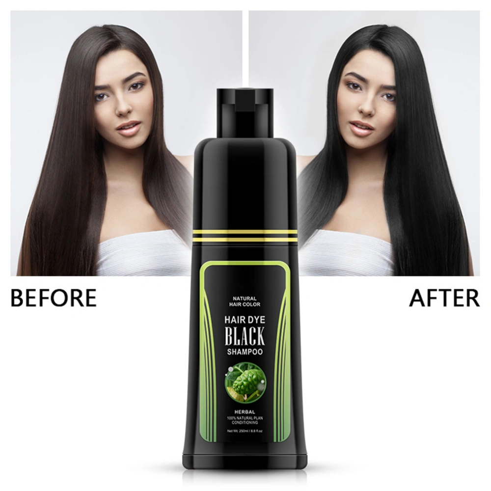 250ml Natural Black Hair Shampoo White Hair Removal Dye Coloration Shampoo