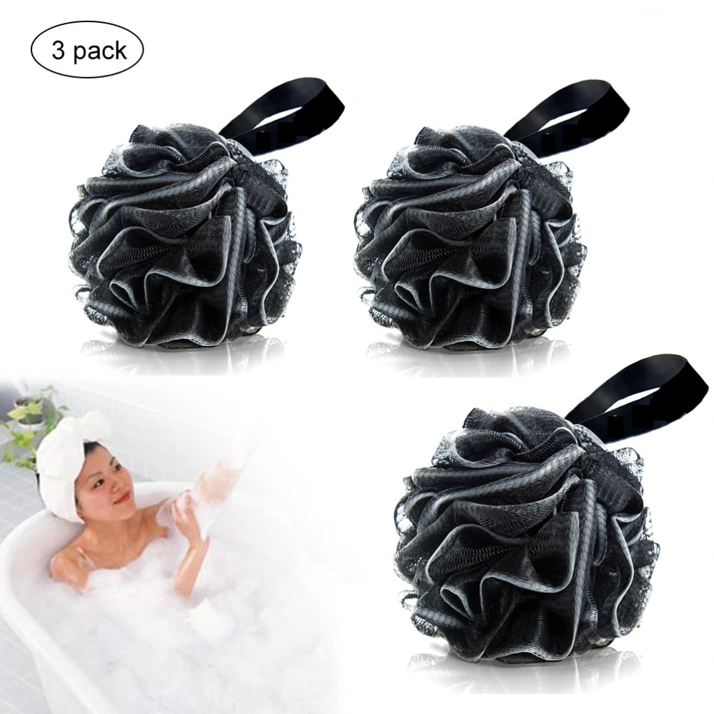 3Pcs Bath Shower Sponge Exfoliating Pouf Loofahs Shower Scrub Mesh Body Brush Ball for Women Men