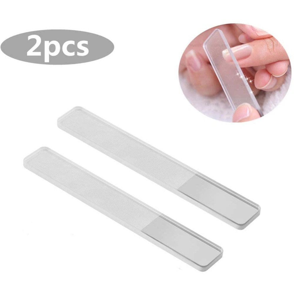 2Pcs/Set Professional Nano Glass Nail Files Transparent Polishing Grinding Nails Filing Manicure Tool