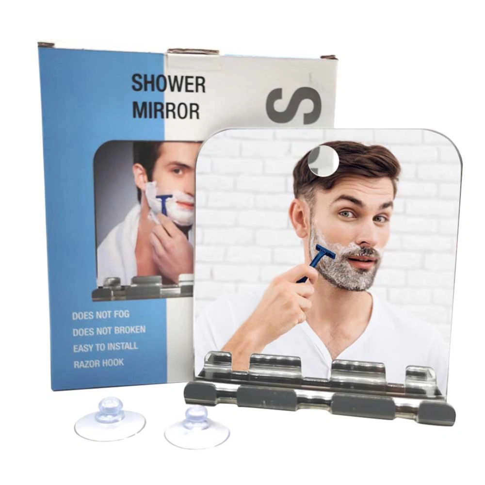 Fogless Shower Shaving Mirror with Squeegee for Bathroom Shavers and Tubs