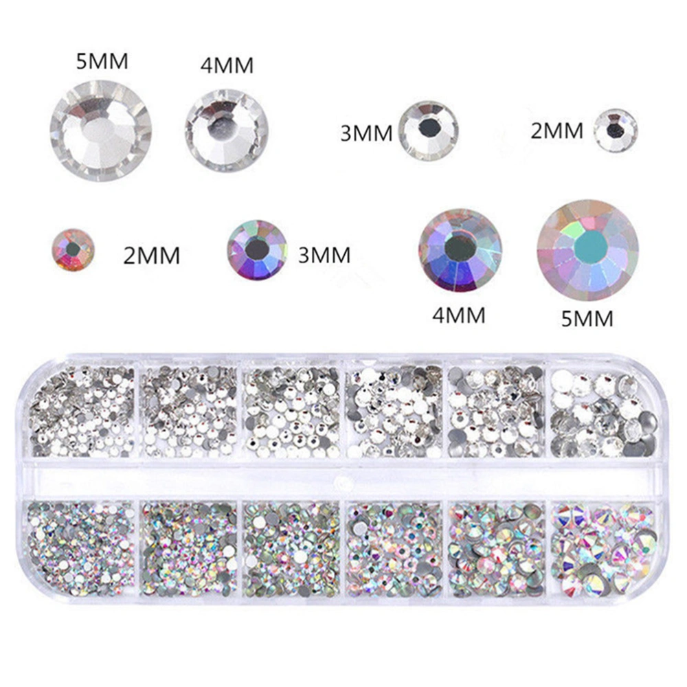 2000 Pieces Flat Back Round Crystal Rhinestones 4 Sizes Crystal Rhinestones for DIY Crafts Nail Arts