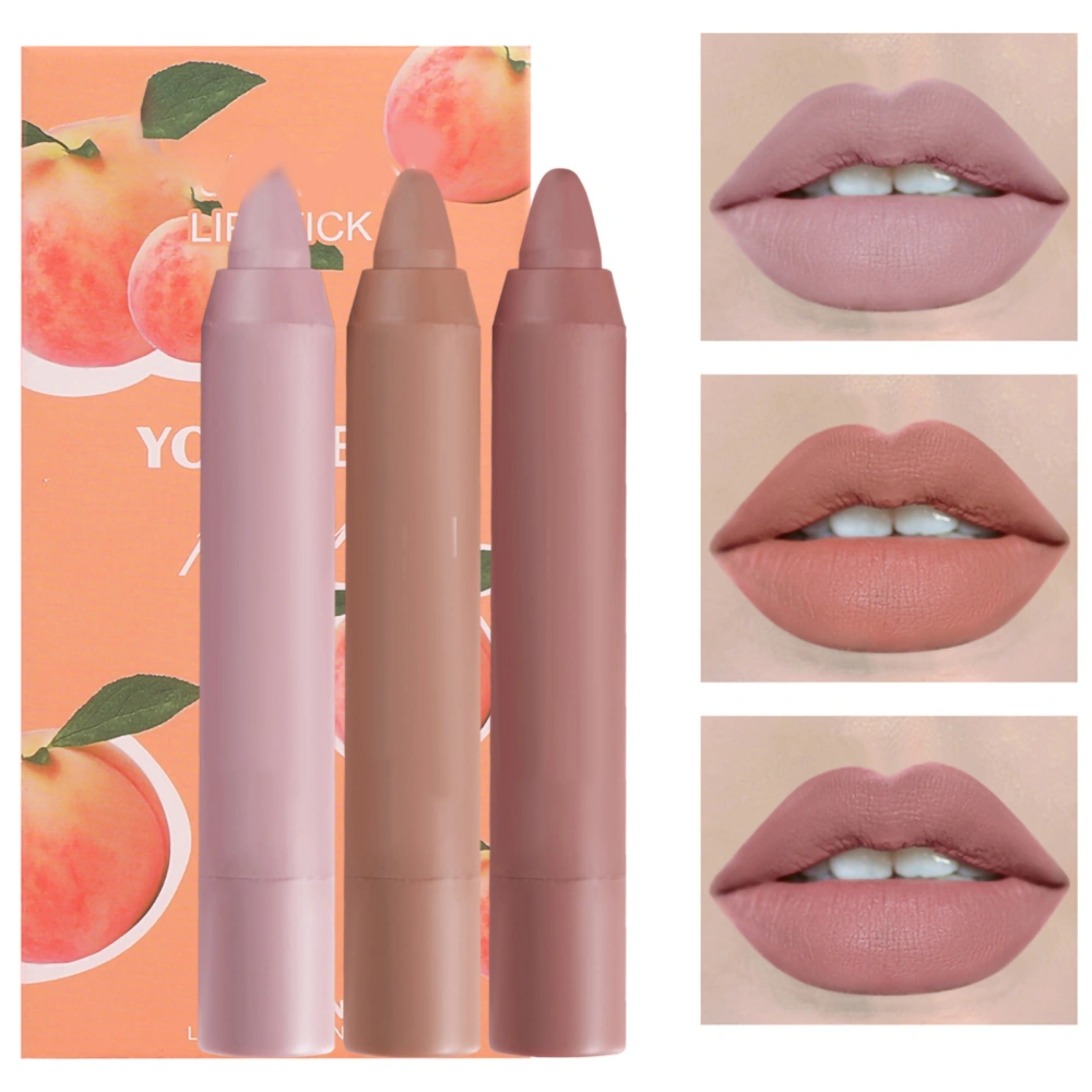 3Pcs Matte Lipstick Set Fruit Flavor Long Lasting Waterproof Smudge Proof Lipsticks