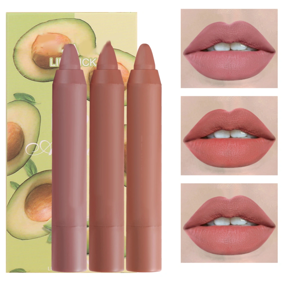 3Pcs Matte Lipstick Set Fruit Flavor Long Lasting Waterproof Smudge Proof Lipsticks