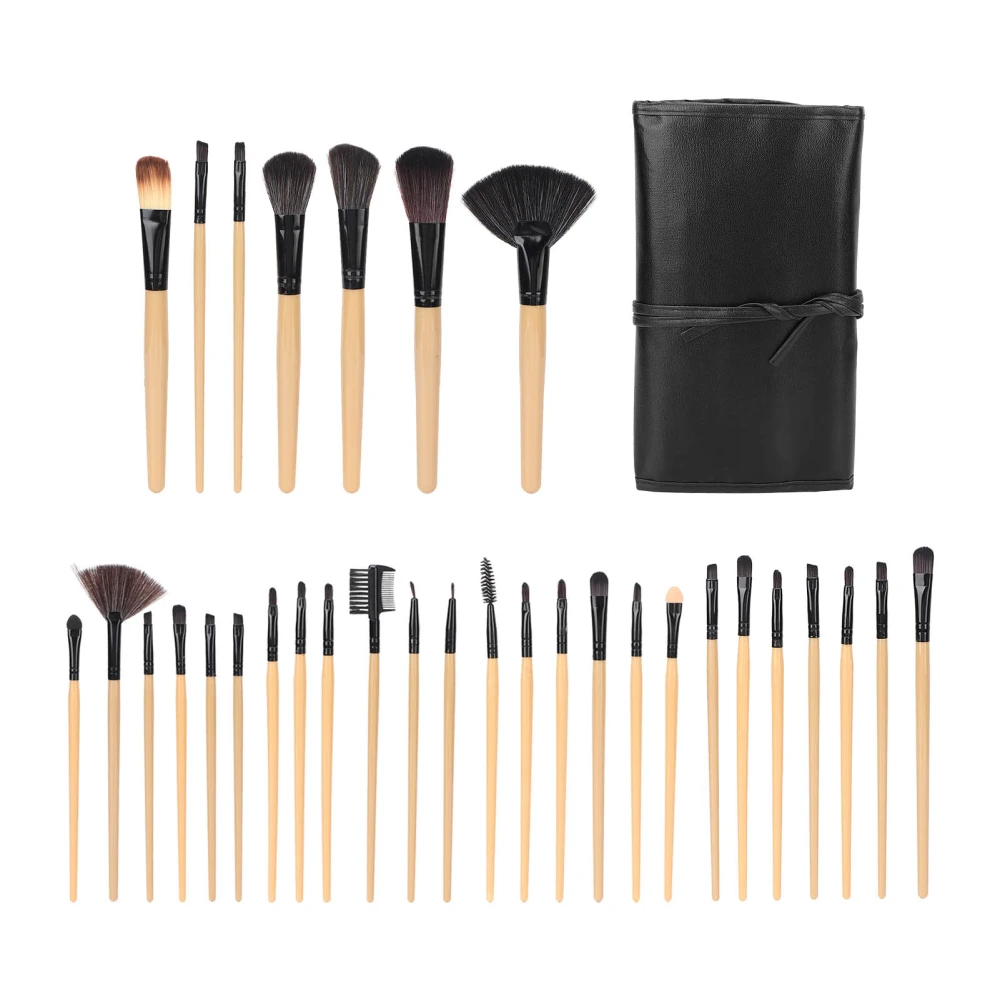 32pcs Makeup Brush Set Soft Nylon Hair Eyeshadow Blush Loose Powder Brush with Storage Bag (Log Color)