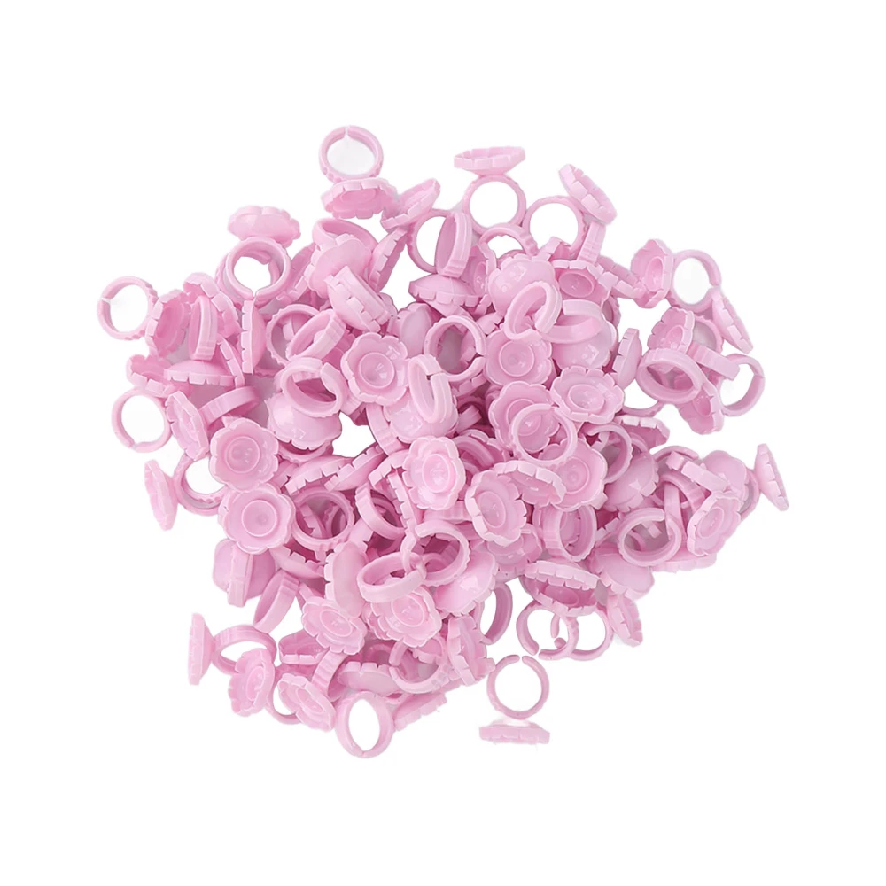 100pcs Flower Glue Rings Eyelash Lashes Extension Glue Cups Tool Holder for Eyelash ExtensionsPink