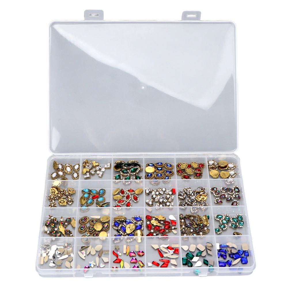 24 Grids Nail Art Rhinestones DIY Nail Art Decoration Nail Art Supplies for Home Salon