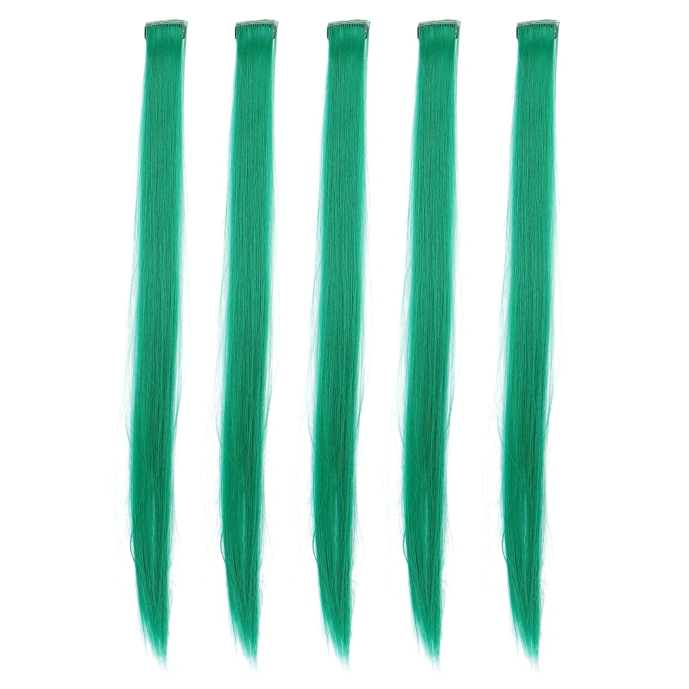 5pcs Straight Hairpiece Clip Bright Color 21.65inch Hair Extension Hairpiece for Cosplay PartyGreen