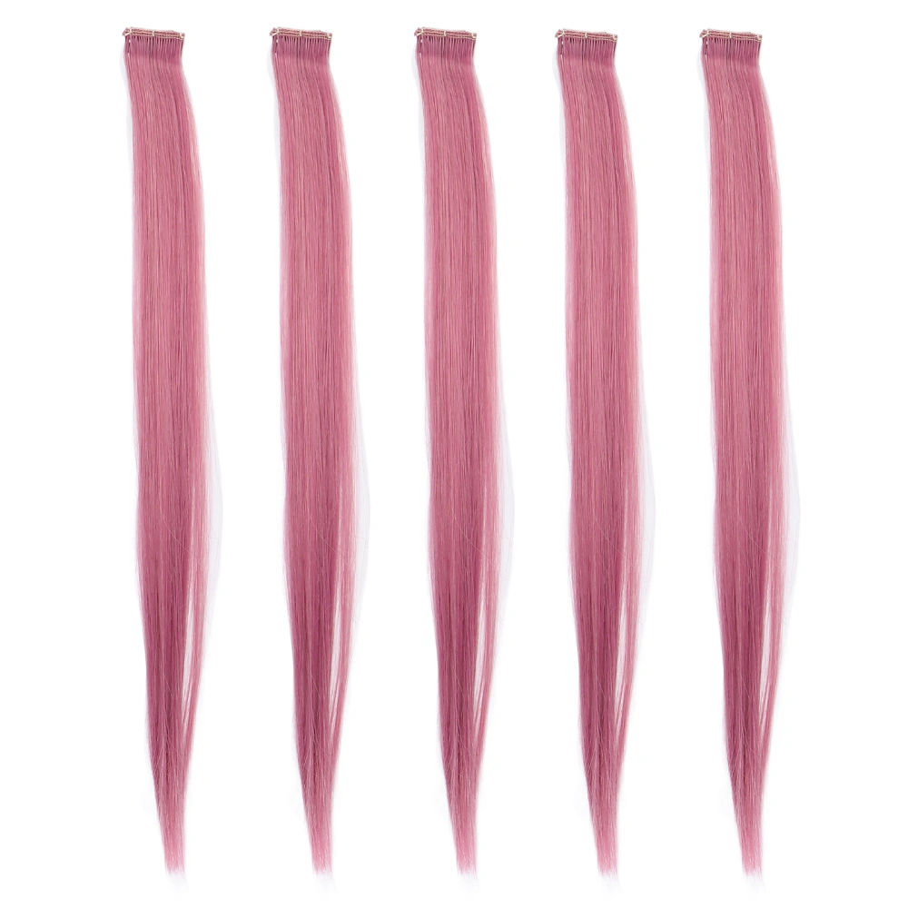 5pcs Colored Hair Clip Cosplay Party Hair Extension Straight Hair Clip Highlights for WomenPink Purple and Grey