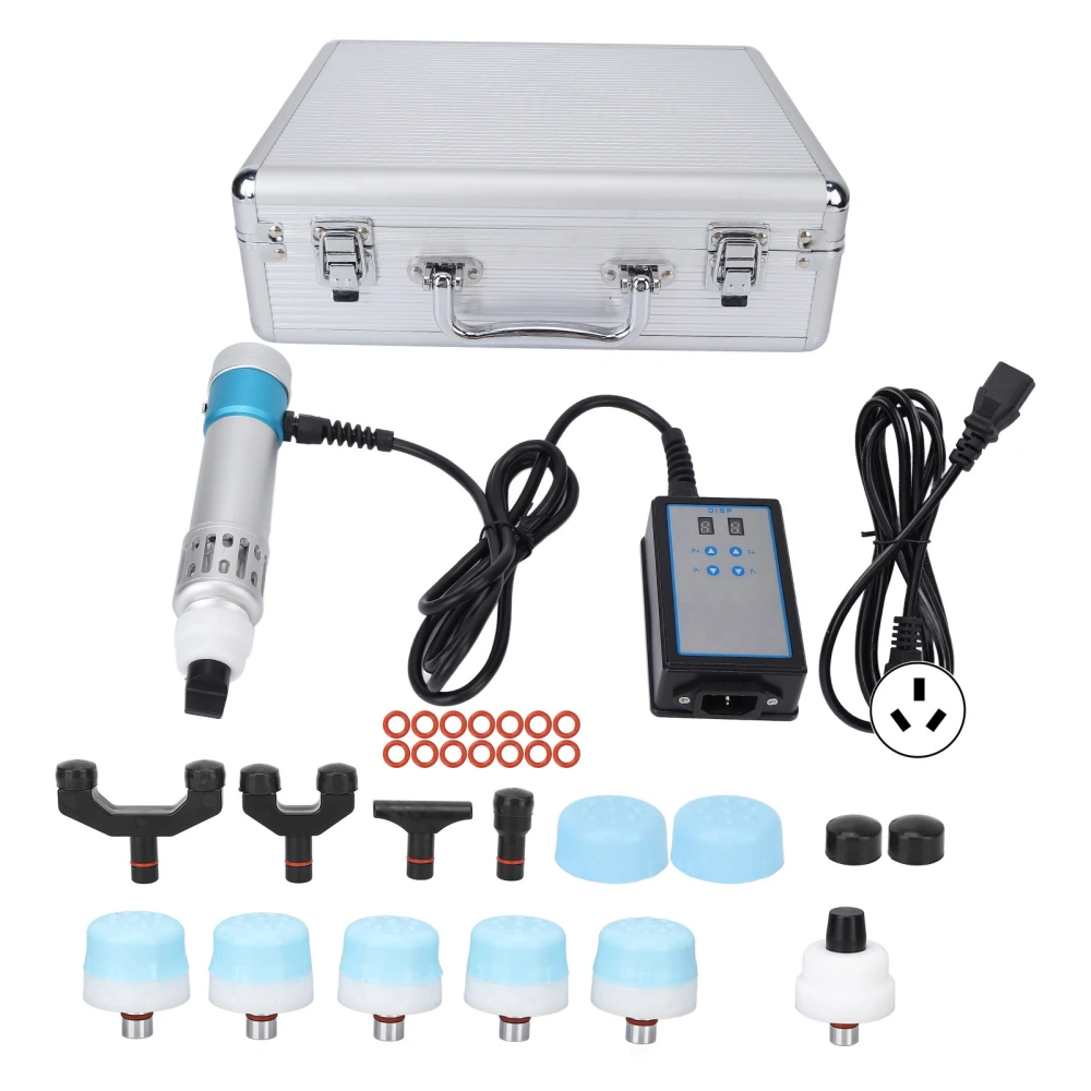 ED Shockwave Therapy Machine 11 Massage Heads 9 Gears Extracorporeal Shockwave Treatment Device Blue Silver 100‑240VAU Plug