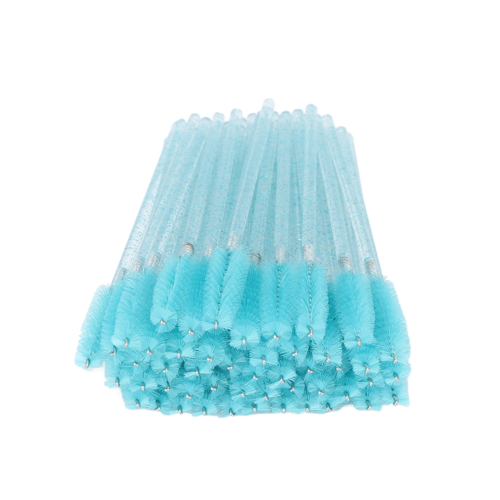 50pcs Disposable Eyelash Brushes Portable Mascara Brush Wands Applicator Makeup ToolLight Blue