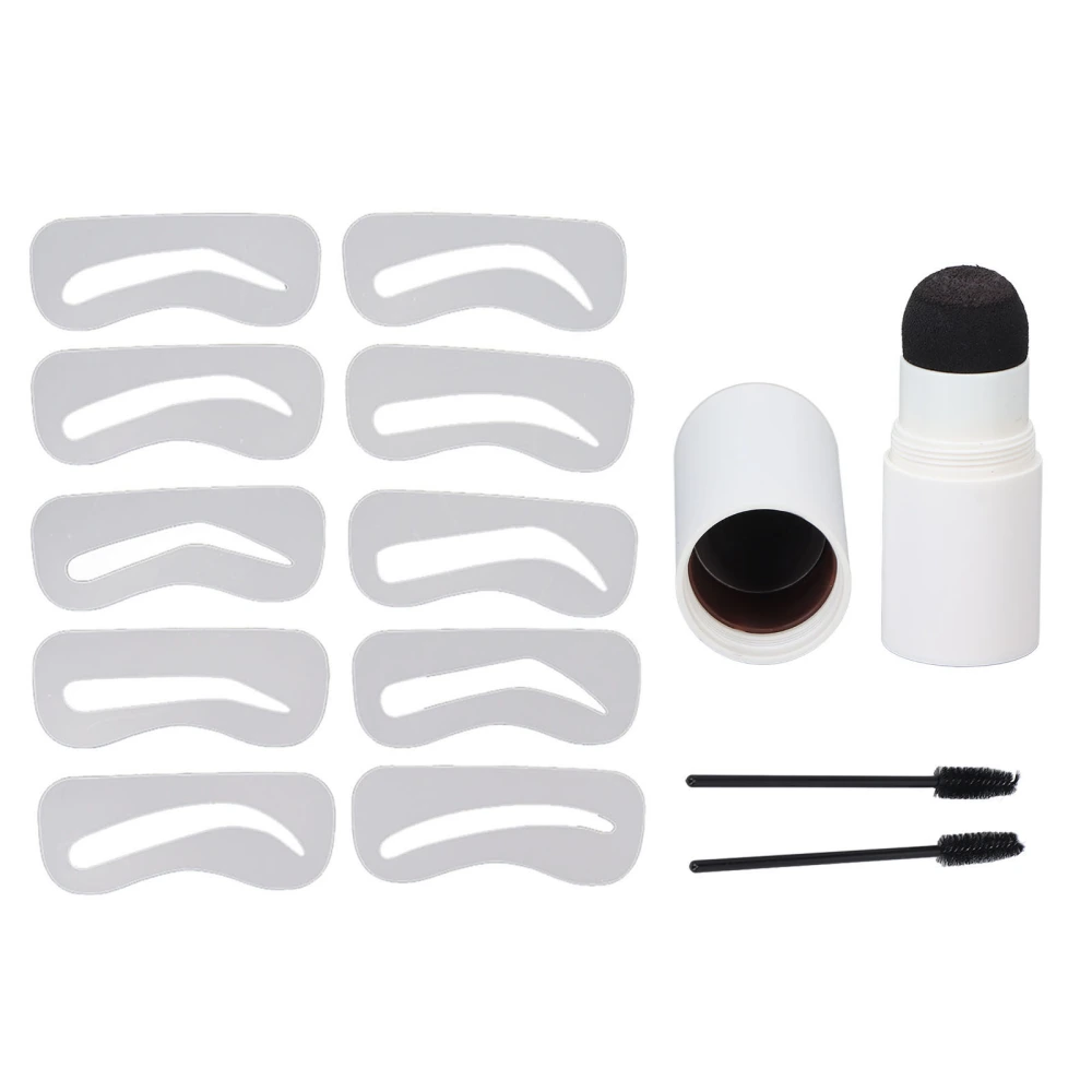 Eyebrow Stamp Kit Eyebrow Powder Stick 10 Stencils Brushes Eyebrow Makeup Tools 1.8gDark Brown