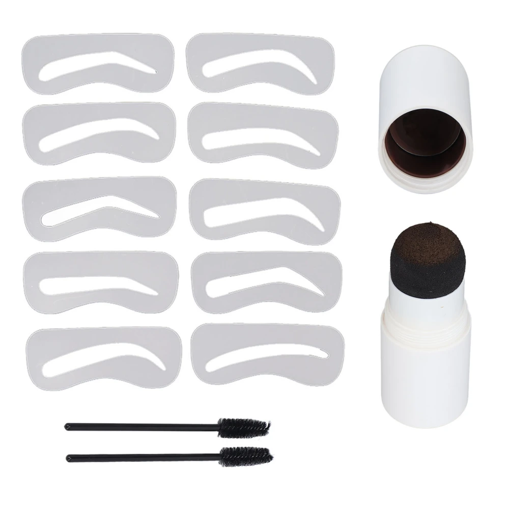 Eyebrow Stamp Kit Eyebrow Powder Stick 10 Stencils Brushes Eyebrow Makeup Tools 1.8gTaupe Brown