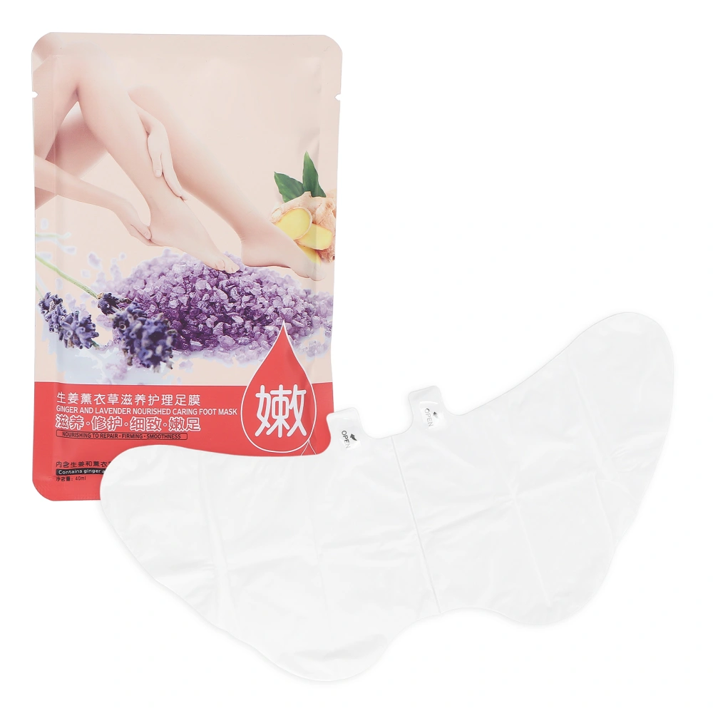 1 Pair Ginger Lavender Foot Peel Mask Soft Smooth Feet Peeling Mask for Dry Cracked Feet Dead Skin