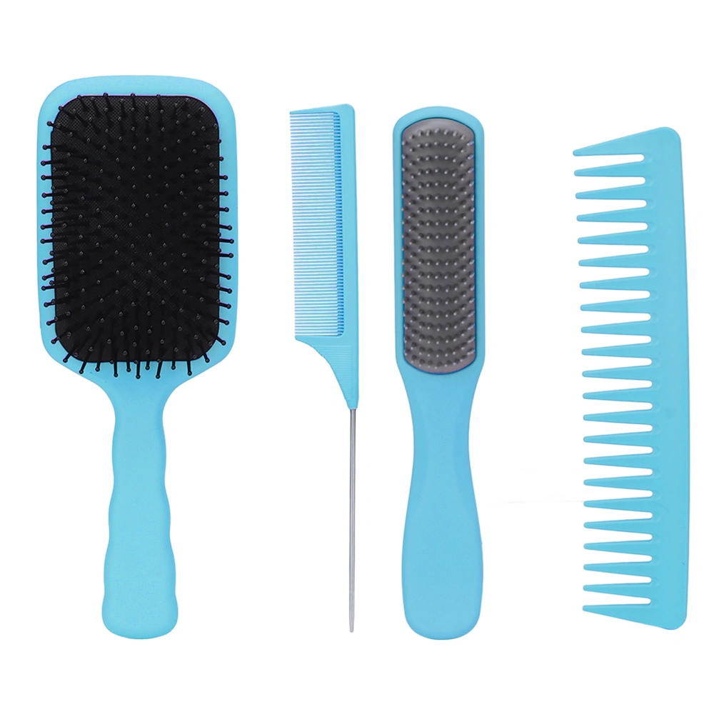 4Pcs Hair Brush Comb Paddle Detangler Rat Tail Comb Hairbrush for Styling Long Thick Thin Curly HairBlue Box