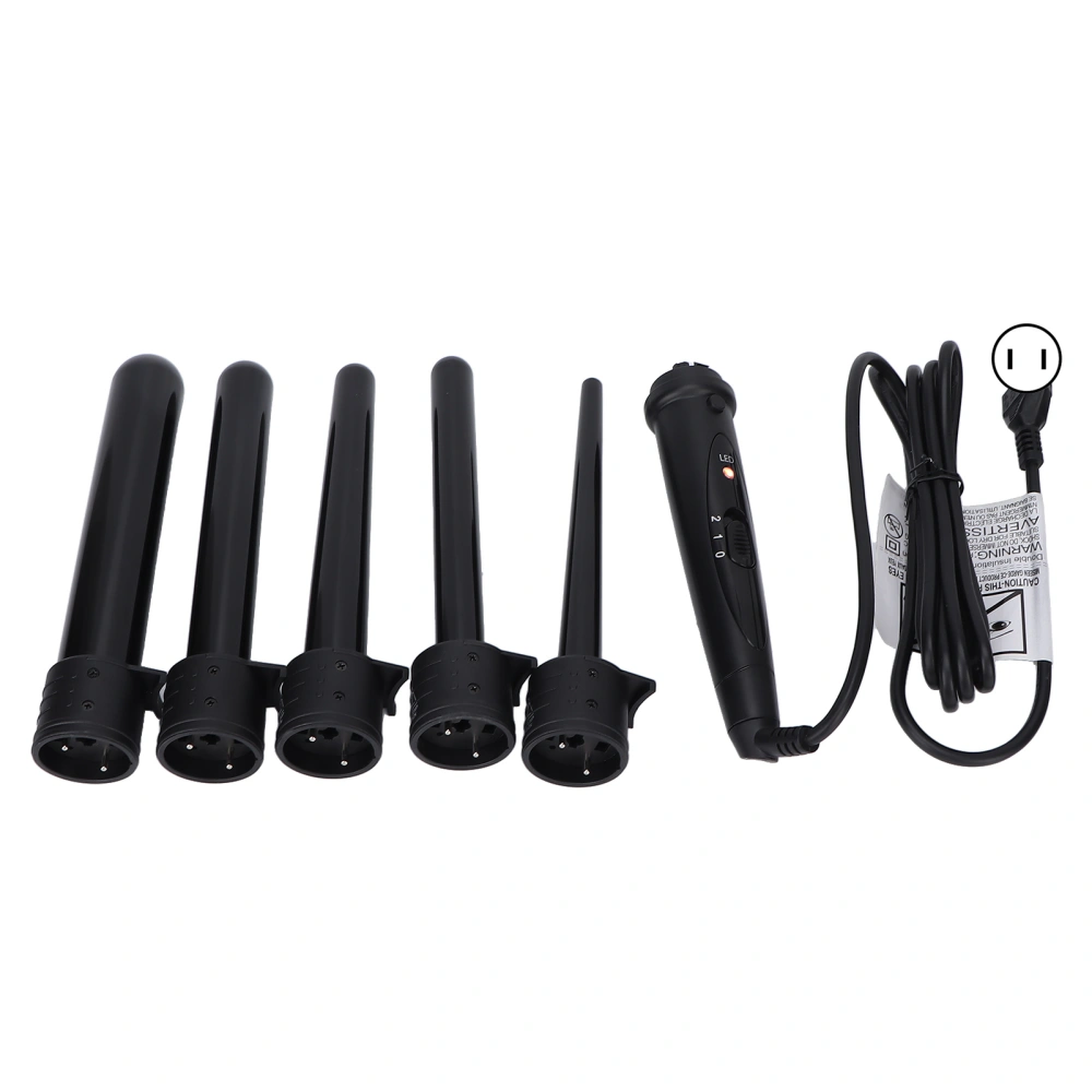 85W 5 in 1 Professional Curling Iron Fast Heating Ceramic Hair Curler Iron Wand 100‑240V Black Prise US