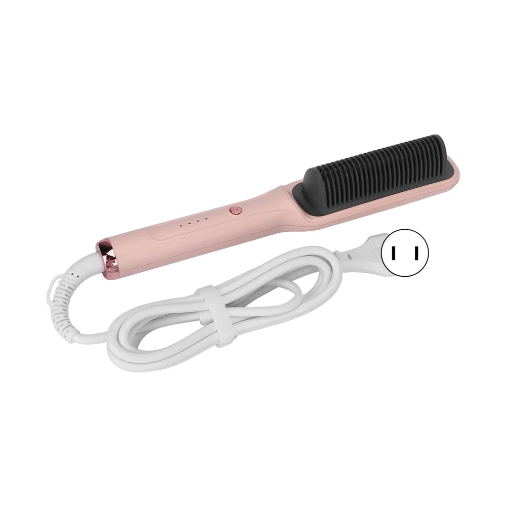 Hair Straightener Brush Dual Use Even Heating Ergonomic Handle Electric Hair Straightener Curler for Home Barber ShopUS Plug